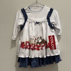 NWT - Mini Coton Disney Dress With Chip & Dale Dress Size 6-9 Months